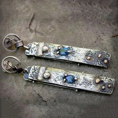 Pendientes de Piedra Azul Hechos a Mano