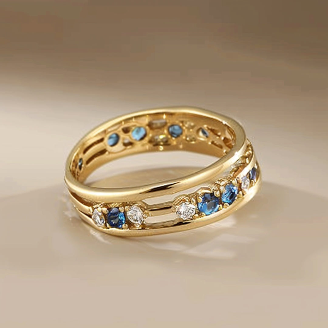 Anillo Oro Azul Vintage