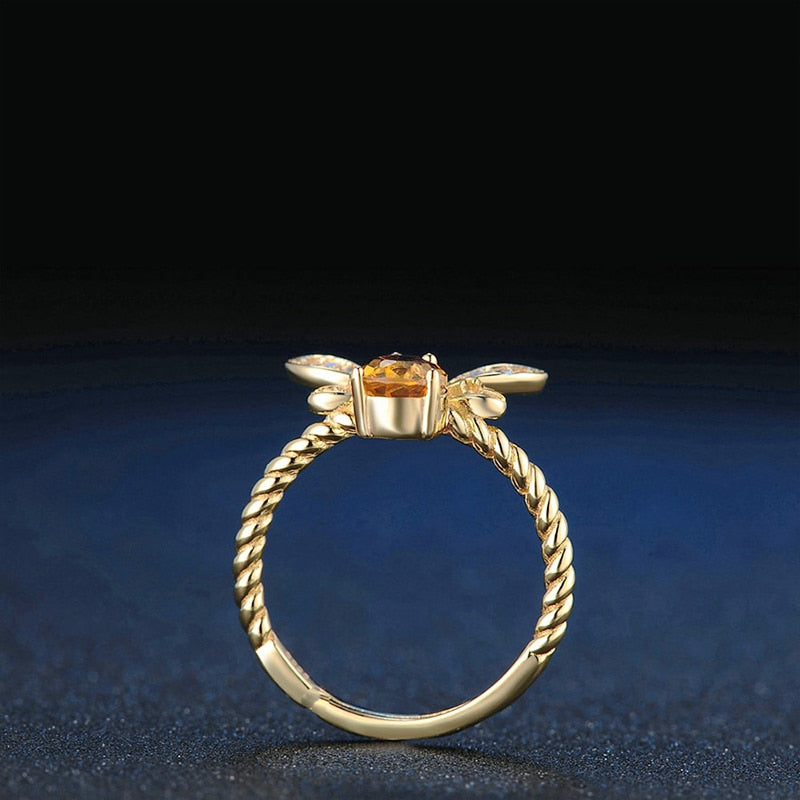 Anillo Abejita de Cristal en Oro