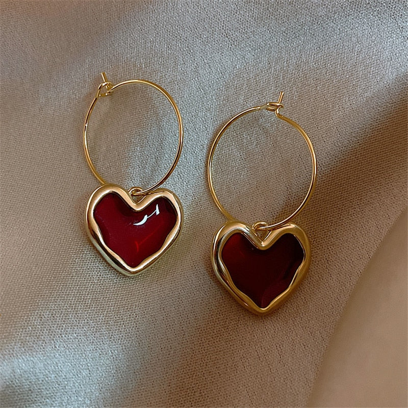 Aretes Corazoncitos Rojos