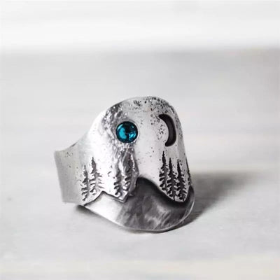 Anillo de Cristal Azul en Plata