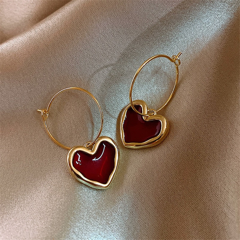 Aretes Corazoncitos Rojos