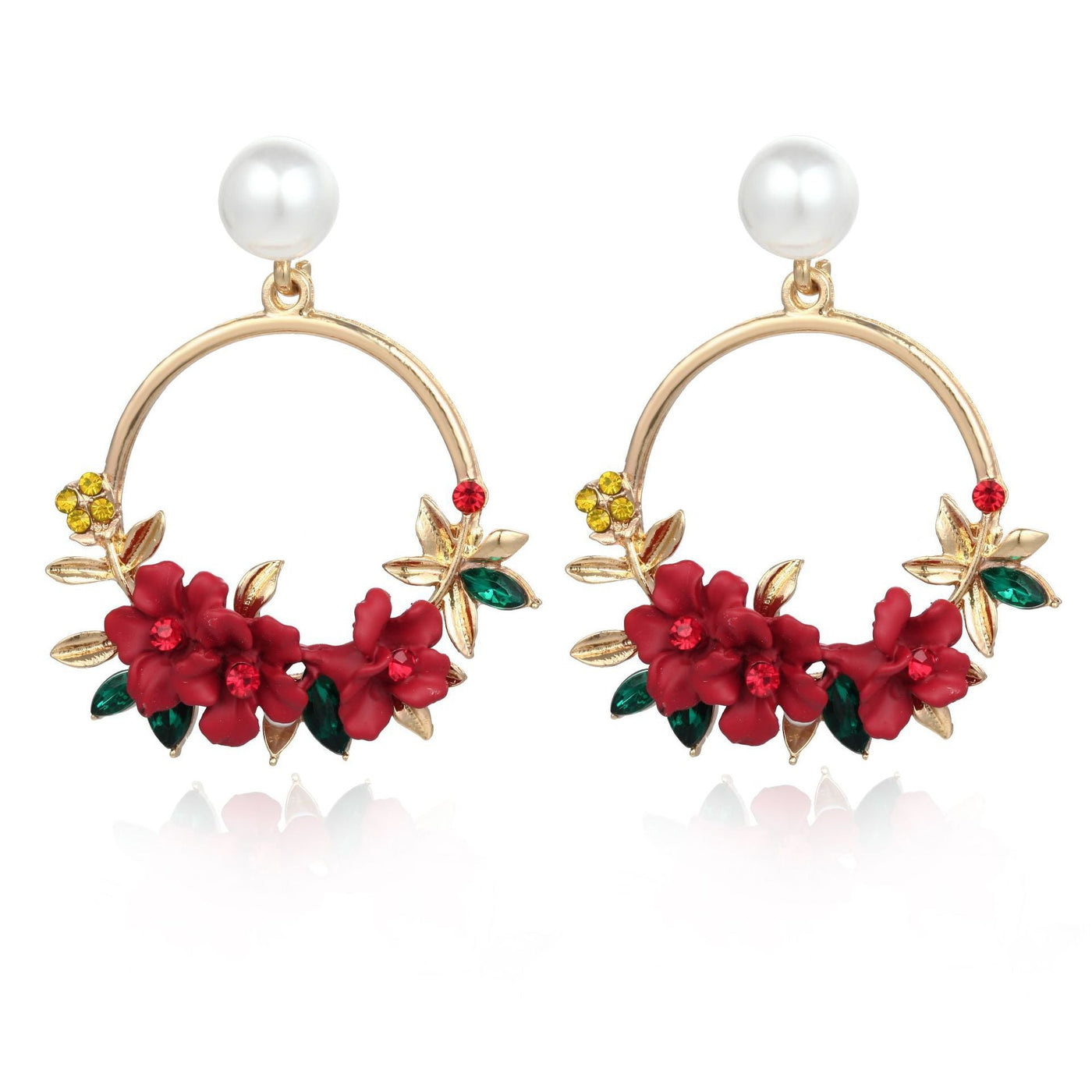 Pendientes de Flores y Perlas en Oro