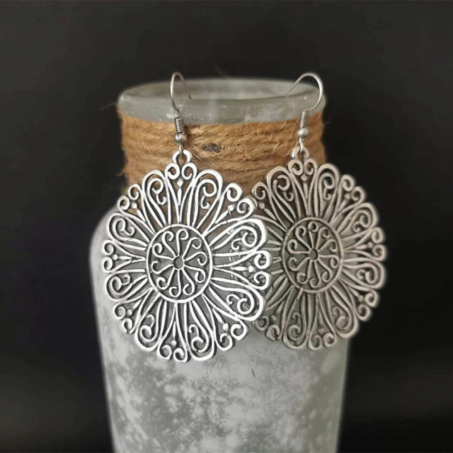 Aretes Vintage de Mandala en Plata