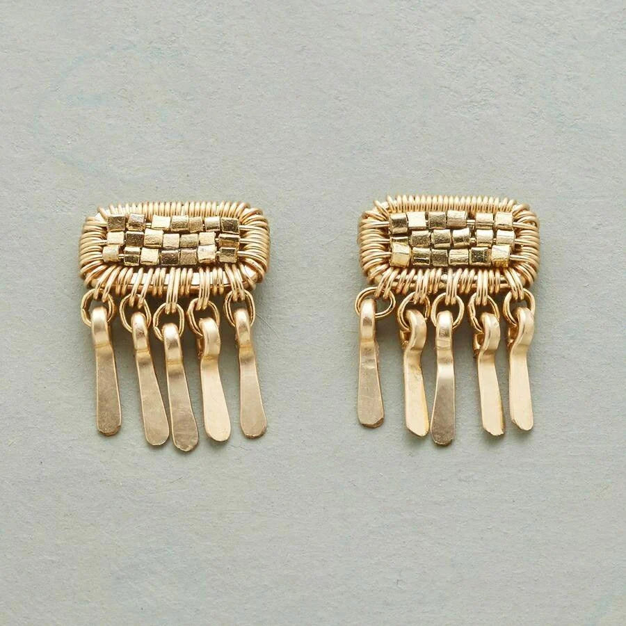 Aretes Borlas Doradas Vintage