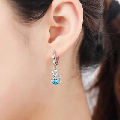 Aretes Cisne en Plata y Circonitas