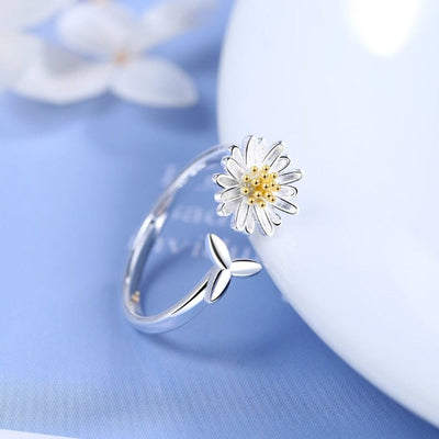 Anillo Ajustable de Girasol en Plata